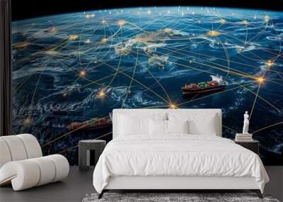 Global trade concept. Global business network and globalization concept. 3d rendering Wall mural