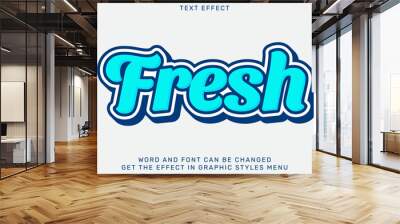 Fresh text effect template in 3d design. Text emblem for advertising, branding, business logo Wall mural