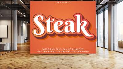 Steak text effect template in 3d design Wall mural