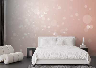 Minimal festive particles bokeh pink beige gradient  background Wall mural