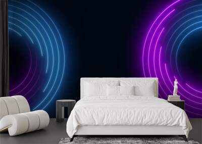 Neon lights  blue and purple seamless loop background motion graphics animation. Wall mural