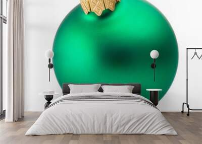 Christmas green bauble isolated on white background Wall mural