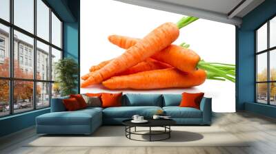 Fresh carrots isolated on white background Wall mural