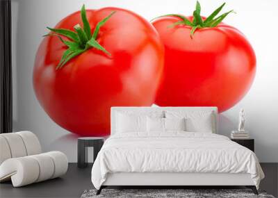 Two red tomatoes isolated on white background Wall mural