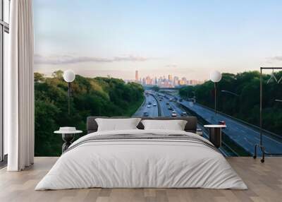 car on the road Wall mural