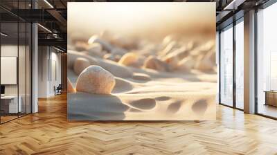 A photo of a relaxing scene of the beach with stones Wall mural