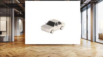 lowpoly 3d white car icon object Wall mural