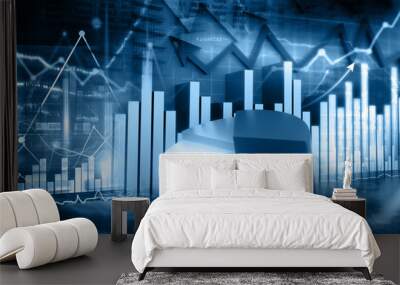 Economical stock market graph Wall mural