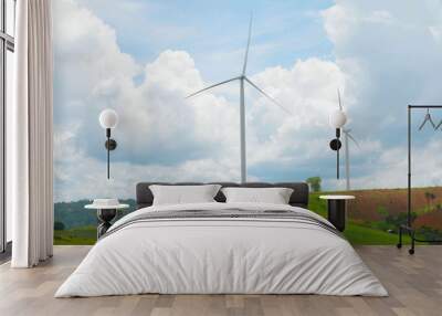 Hill field and Wind turbine power Wall mural