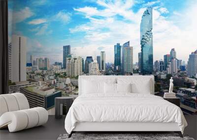 Panorama view Cityscape tower in Bangkok city in Asia Thailand  Wall mural