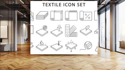 Textile icons. Fabric icons. set icon about textile. Set icon about fabric. Line icons. Vector illustration. Editable stroke. Wall mural