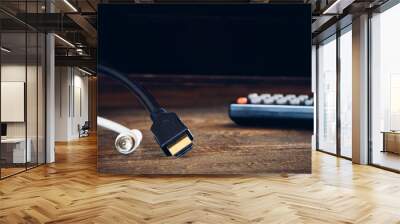 TV set-top box on a wooden background Wall mural