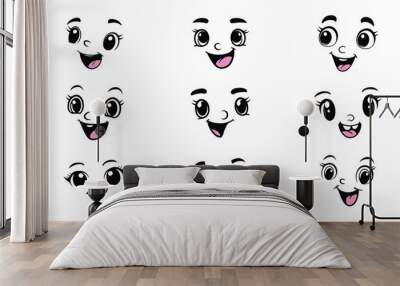 vector set of beautiful cartoon eyes Wall mural