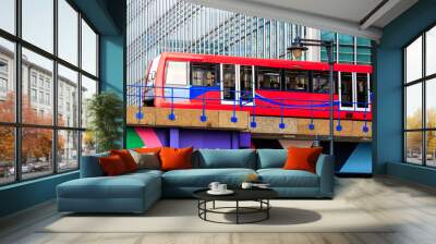 Docklands light railway in Canary Wharf, London Wall mural