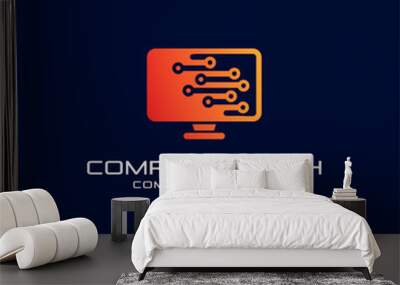 Pixel Computer Technology Logo template designs, computer Service logo template designs Wall mural