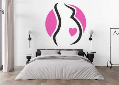 women pregnant logo vector icon template , pregnant  Idea logo design inspiration Wall mural