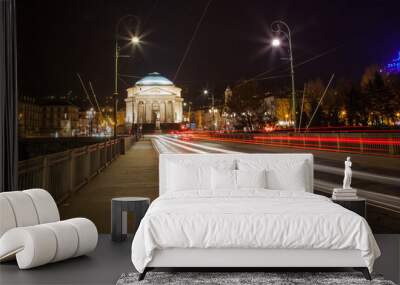 ancient central street in turin (torino) - at night Wall mural