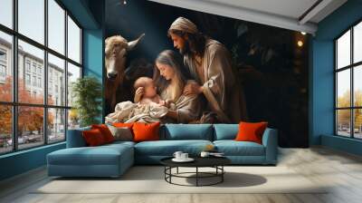 image of the birth of Jesus with copy space Wall mural