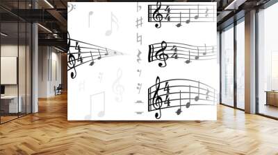 abstract musical background with notes and signs Wall mural