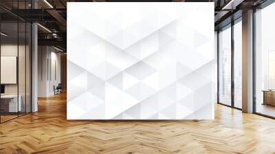 Abstract 3d white background with shadow and hexagon patten. Triangle mosaic template for technology for banner, poster, web in futuristic and technology design. Vector illustration. Wall mural