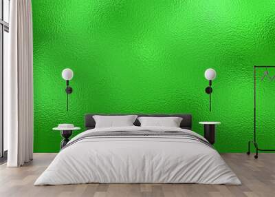 Abstract bright green foil leaf background with glass effect texture. Wall mural