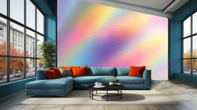 Iridescent silver rainbow foil wavy texture vector background for print art works. Wall mural