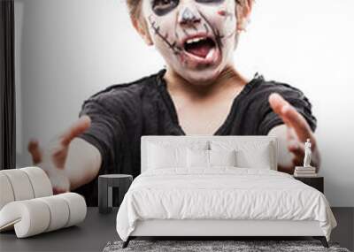 Screaming walking dead zombie child boy halloween horror costume Wall mural