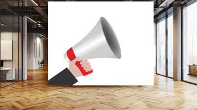 Megaphone With Hand White Background With Gradient Mesh, Vector Illustration Wall mural