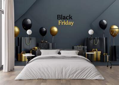 Black Friday banner, elegant Black Friday sale promotion” or “Luxury shopping concept for Black Friday Wall mural