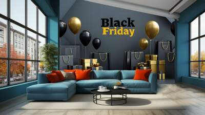 Black Friday banner, elegant Black Friday sale promotion” or “Luxury shopping concept for Black Friday Wall mural