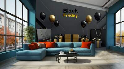 Black Friday banner, elegant Black Friday sale promotion” or “Luxury shopping concept for Black Friday Wall mural