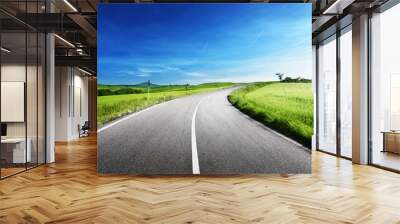 asphalt road in Tuscany, Italy Wall mural