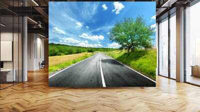 asphalt road in Tuscany Italy Wall mural