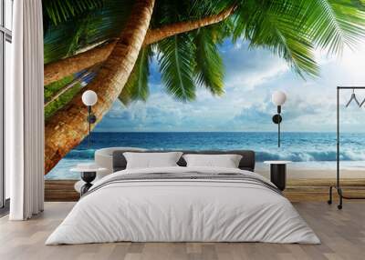 beach and cup of coffee Wall mural