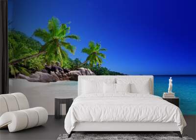 beach at Praslin island, Seychelles Wall mural