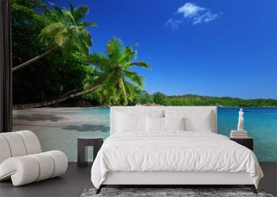 beach at Praslin island, Seychelles Wall mural