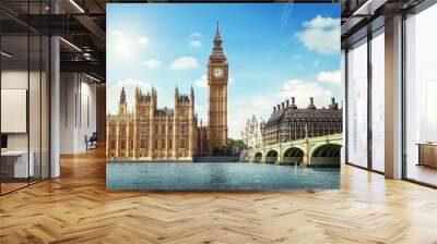 big ben in sunny day, london Wall mural