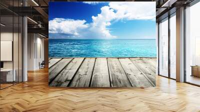 Caribbean sea and wooden platform Wall mural