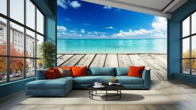 Caribbean sea and wooden platform Wall mural