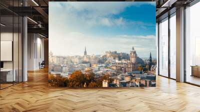 Edinburgh city skyline from Calton Hill., United Kingdom Wall mural