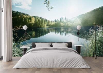 lake in forest, Croatia, Plitvice Wall mural