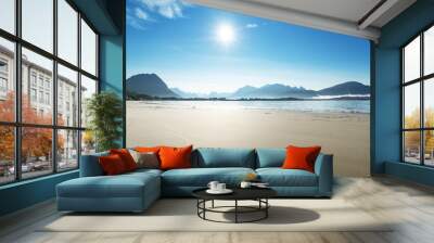 lofoten beach in sunny summer day, norway Wall mural