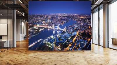 London aerial view with Tower Bridge, UK Wall mural