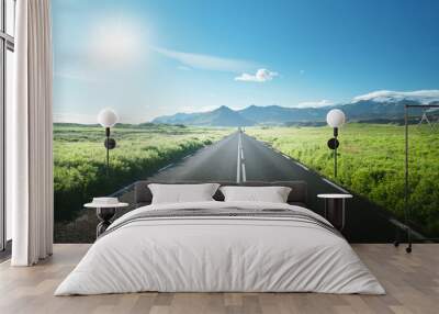 road in summer sunny Iceland Wall mural