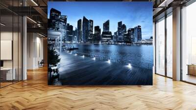 Singapore city in sunset time Wall mural