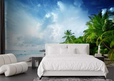 sunset on Seychelles beach Wall mural