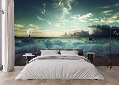 sunset on Seychelles beach Wall mural