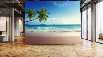 sunset on Seychelles beach Wall mural