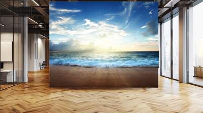 sunset on Seychelles beach Wall mural