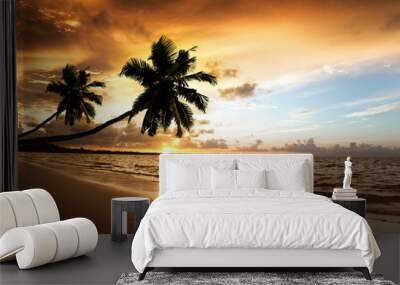 sunset on the beach of caribbean sea Wall mural